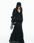 IAMXIAA Deep V Relaxed Longline Knit Sweater