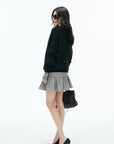 IAMXIAA Low-Rise Heather Grey Drop-Waist Ruffle Mini Skirt