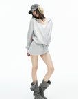 IAMXIAA Wrap Drawstring Hooded Long Sleeve Top