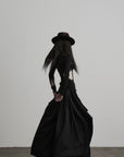 DOINDULGE Oversized Pleated Draped Wide-Leg Pants