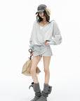 IAMXIAA Wrap Drawstring Hooded Long Sleeve Top