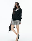 IAMXIAA Deep V Relaxed Longline Knit Sweater