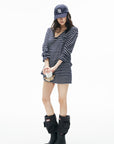 IAMXIAA Oversized Striped Deep Scoop Long Sleeve Top