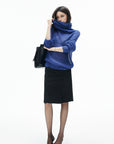 IAMXIAA Sheer Cowl Neck Wool Relaxed Knit Sweater