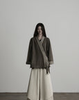 DOINDULGE Jacquard Trim Wrap Jacket