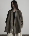 DOINDULGE Jacquard Trim Wrap Jacket