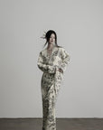 DOINDULGE Engraved Botanical Wrap Maxi Dress