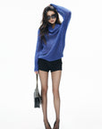 IAMXIAA Sheer Cowl Neck Wool Relaxed Knit Sweater