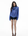 IAMXIAA Sheer Cowl Neck Wool Relaxed Knit Sweater