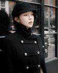 Hydrae Military Inspired Wool Cape Coat With Double Breasted Button Detailing