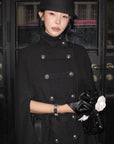 Hydrae Military Inspired Wool Cape Coat With Double Breasted Button Detailing