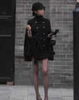Hydrae Military Inspired Wool Cape Coat With Double Breasted Button Detailing