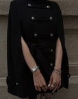 Hydrae Military Inspired Wool Cape Coat With Double Breasted Button Detailing