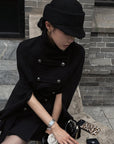 Hydrae Military Inspired Wool Cape Coat With Double Breasted Button Detailing