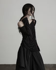 DOINDULGE Irregular Neckline Knit Long Sleeve Top