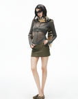 IAMXIAA Military Button Low-Rise Mini Skirt