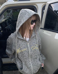 Rase le sol Amor Fati Leopard Zip-Up Hoodie