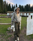 Rase le sol Washed Buckle-Strap Wide-Leg Cargo Pants