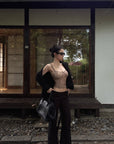 Hydrae Low-Rise Statement Buckle Belt Flared Pants