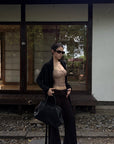 Hydrae Low-Rise Statement Buckle Belt Flared Pants