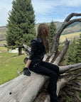 Rase le sol Sculpted-Waist Leather-Look Biker Jacket