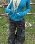 Rase le sol Washed Camo Barrel-Leg Cargo Pants