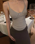Hydrae Satin Bow Detail Sculpted Cami Top With Slim Fit Silhouette