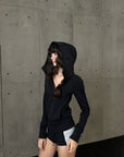 WARDEN EDGE Sculpted Zip-Up Hooded Jacket & Shorts Set