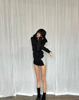 WARDEN EDGE Sculpted Zip-Up Hooded Jacket & Shorts Set