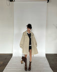WARDEN EDGE Oversized High-Neck Balloon Sleeve Belted Trench Coat