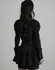 DOINDULGE Chemise Jacquard Longue à Col Montant et Basque