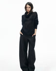IAMXIAA Sheer Cowl Neck Wool Relaxed Knit Sweater
