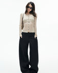 IAMXIAA Layered Sheer Ribbed Knit Cardigan