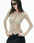 IAMXIAA Layered Sheer Ribbed Knit Cardigan