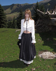 Rase le sol Ruffled High-Neck Ribbon Cropped Blouse