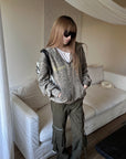 Rase le sol Washed Buckle-Strap Wide-Leg Cargo Pants