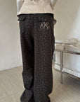 Rase le sol Leopard Print Drawstring Wide-Leg Pants