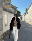 Hydrae Oversized Hooded Teddy Jacket with Curved Hem