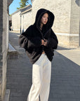 Hydrae Oversized Hooded Teddy Jacket with Curved Hem
