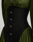 DOINDULGE Robe longue à manches bouffantes, taille corset et col en V