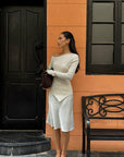 ROVENTE Lace-Trim Satin Fishtail Midi Skirt