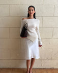 ROVENTE Lace-Trim Satin Fishtail Midi Skirt