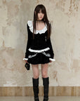 Rase le sol Romantic Lace Ruffle Long Sleeve Top & Layered Mini Skirt Set
