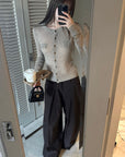 Rase le sol Fitted Button-Up Knit Cardigan