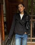 ROVENTE Sculpted Double-Breasted High Collar Jacket