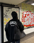 WARDEN EDGE Oversized Contrast Sleeve Varsity Bomber Jacket