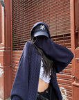WARDEN EDGE Asymmetric Cable Knit Zip-Up Hoodie