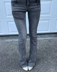 Rase le sol Distressed Patch Flared Denim Pants