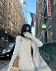 WARDEN EDGE Ivory Fox Fur Shawl Collar Vest