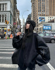 WARDEN EDGE Oversized Contrast Sleeve Varsity Bomber Jacket